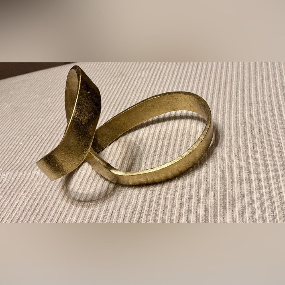 Metal Gold Colored Iron Ribbon Knot Art Sculpture Mid Century Modern - Picture 8 of 9